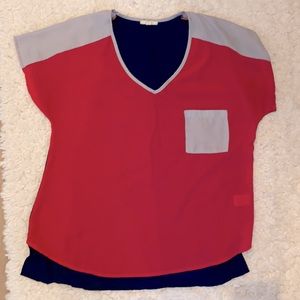 Pleione Colorblock Top - Navy and Magenta